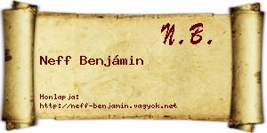 Neff Benjámin névjegykártya
